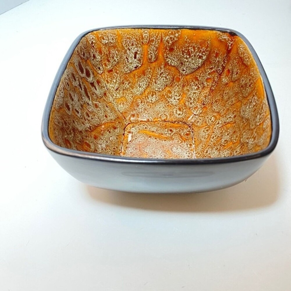 Drip Glaze Splatter Ceramic Bowl Better Homes/Gardens Rust/Brown/Aqua 5"x 5" - Picture 5 of 12